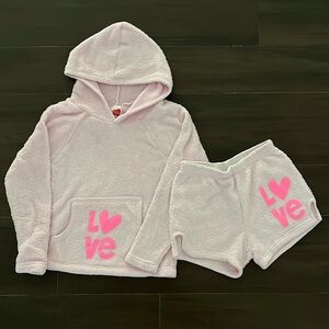 Made with Love and Kisses Fuzzy Hoodie and Shorts Set